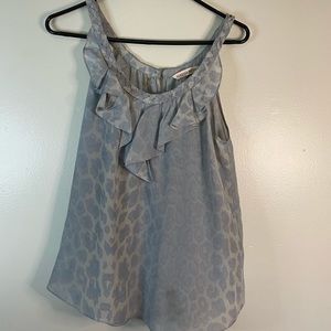 Rebecca Taylor silver cheetah print silk tank top size 8